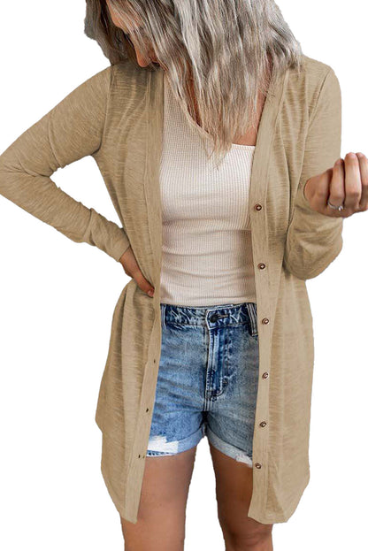 Beige Open-Front Cardigan For Trendy Looks