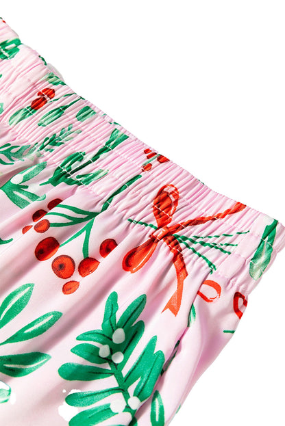 Pink Christmas Pajama Set For Women