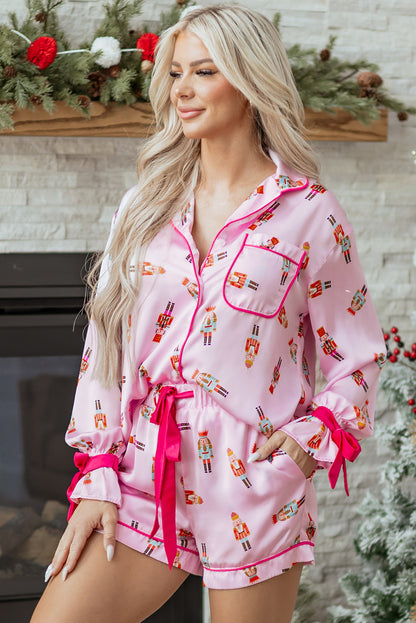 Pink Nutcracker Pajama Set For Cozy Nights
