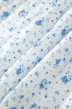 Sky Blue High Waist Tiny Floral Print Boho Maxi Skirt