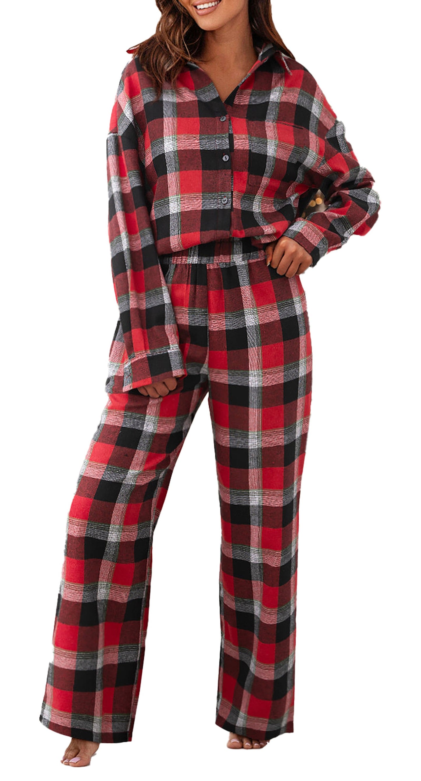 Red Checkered Christmas Lounge Set