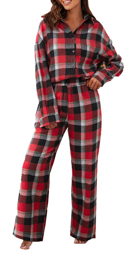 Red Checkered Christmas Lounge Set