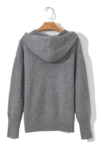 Medium Grey Hooded Sweater Cardigan