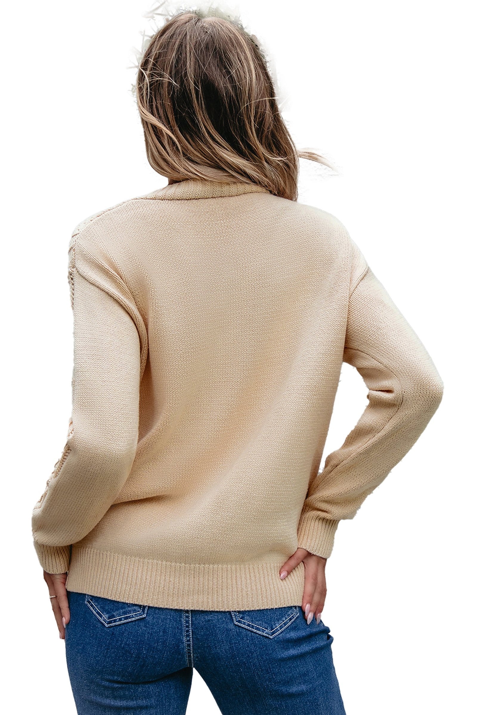 LuckeLadybug dark khaki open knit cardigan with long sleeves and relaxed fit