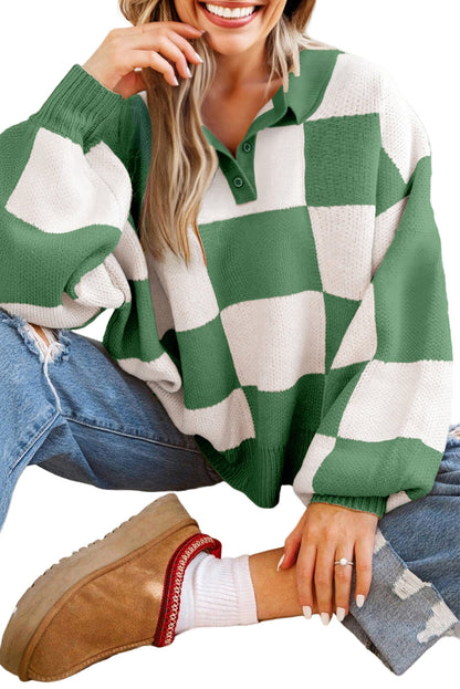 Grapefruit Orange Checkered Sweater