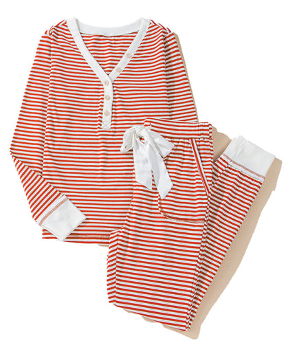 Red Stripe Lounge Set For Women
