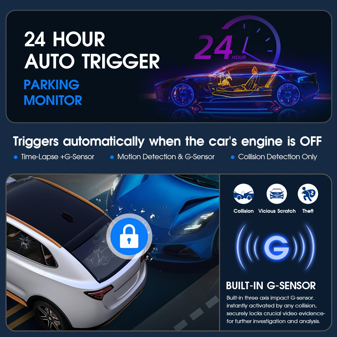 3 Channel Dash Cam 2k With Dual Lens