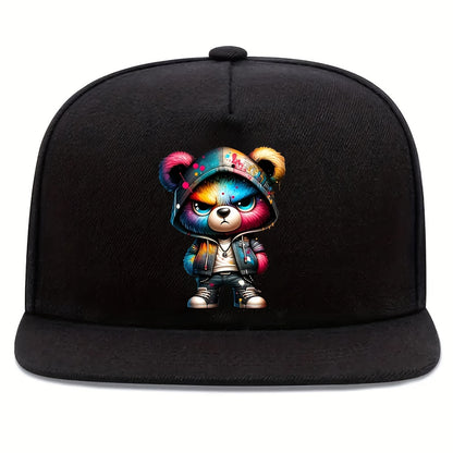 Angry Bear Print Baseball Cap