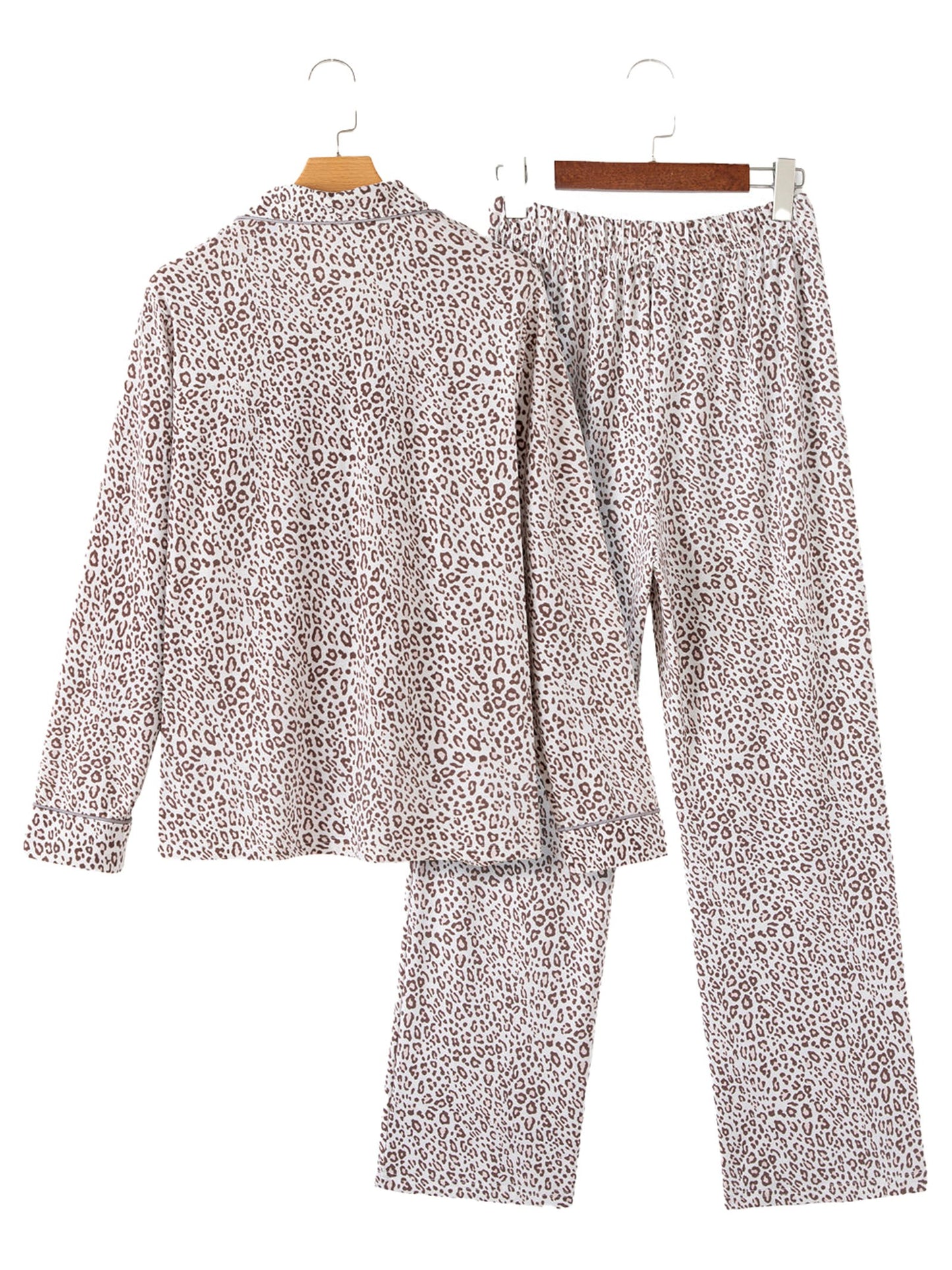 White Leopard Print Pajama Set For Comfort