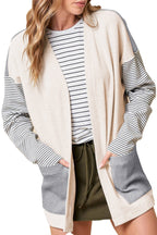 Black Stripe Colorblock Cardigan For Chic Style