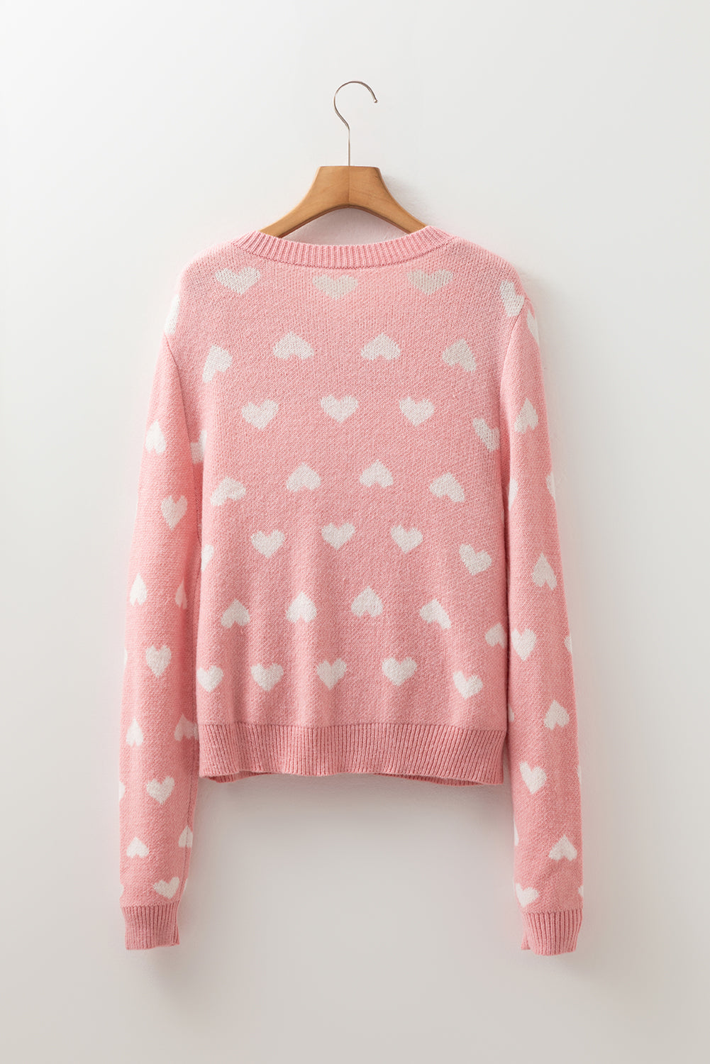 Light Pink Heart Cardigan Sweater