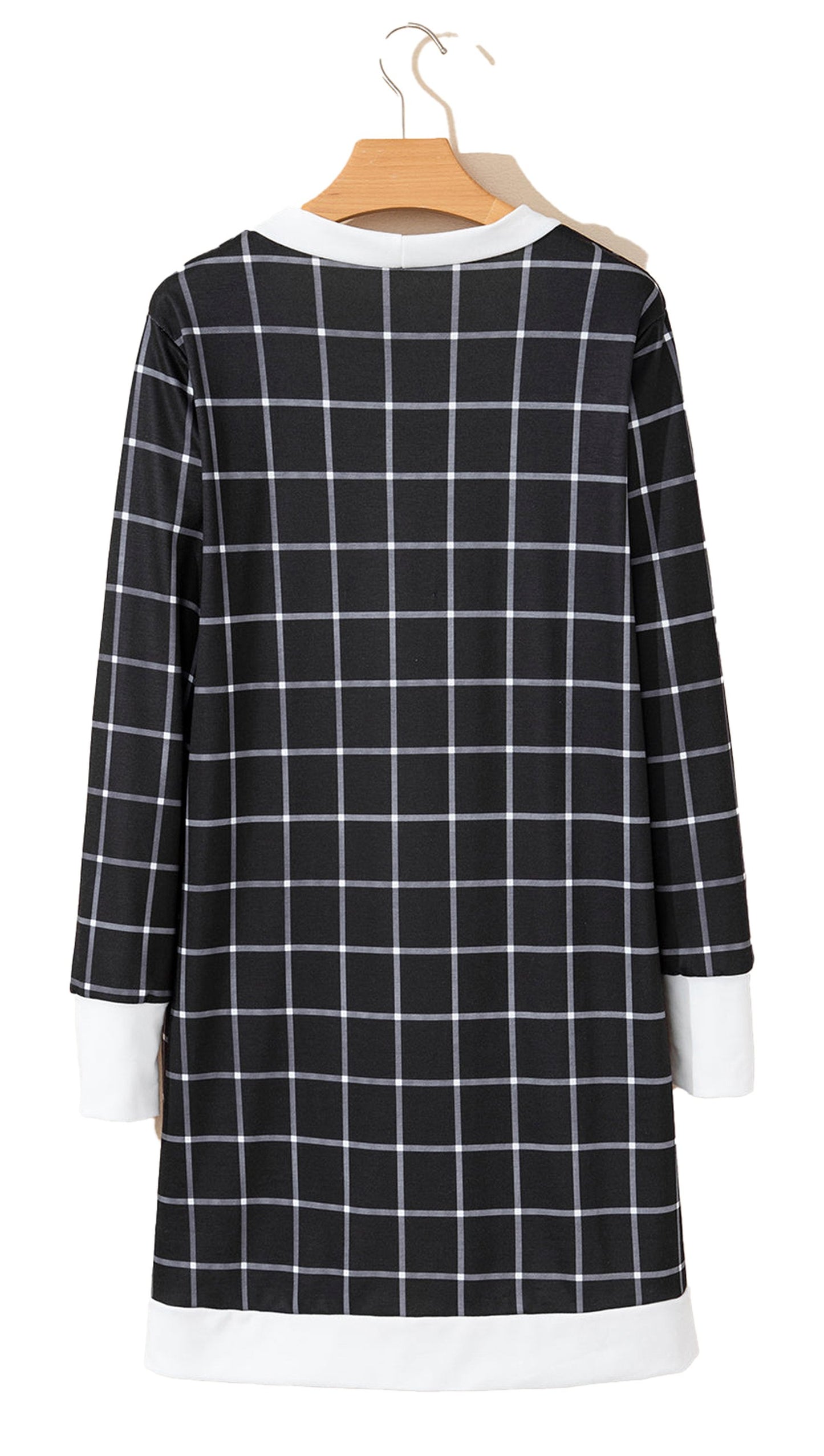 Black Plaid Open Cardigan For Chic Style