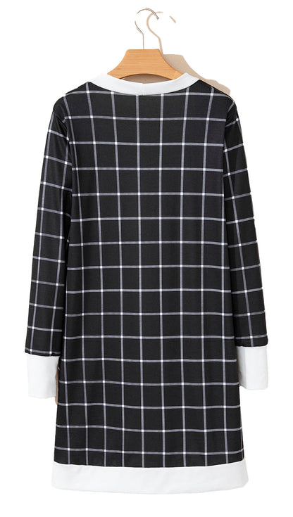 Black Plaid Open Cardigan For Chic Style