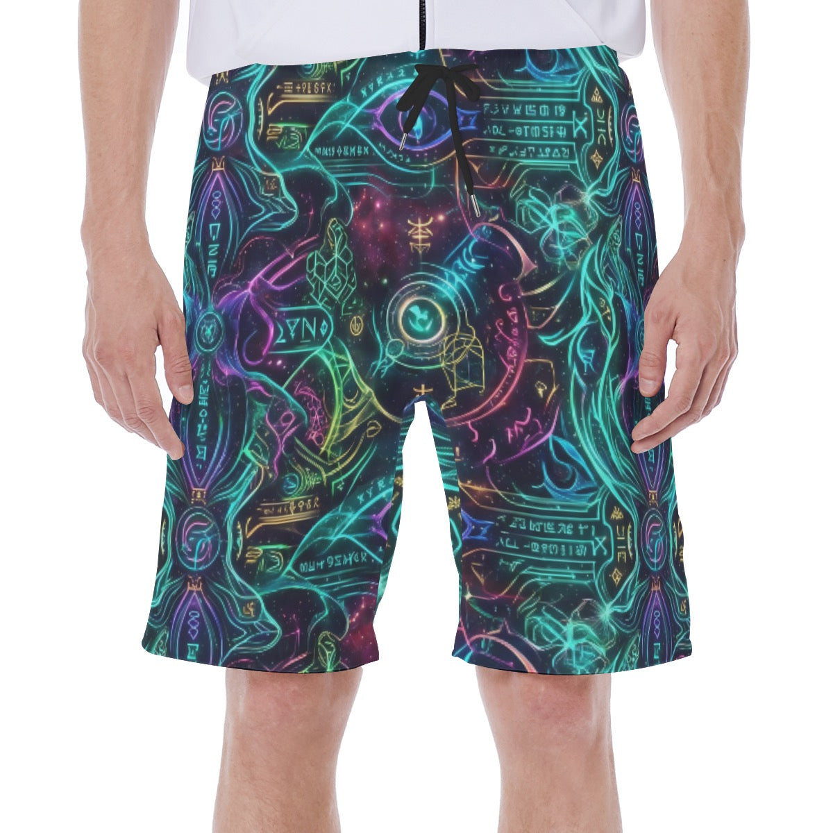 LuckeLadybug Boardshorts featuring a vibrant deep space nine worf design with cosmic patterns