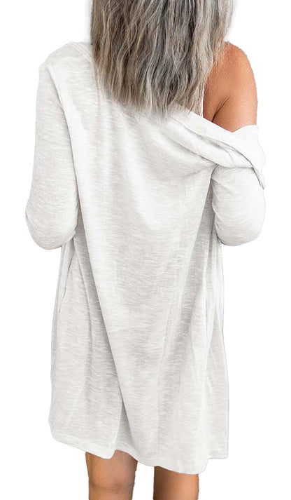 Beige Open-Front Cardigan For Trendy Looks