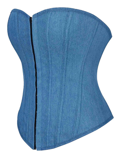 Blue denim corset top women with a sleek design and structured fit for a stylish look