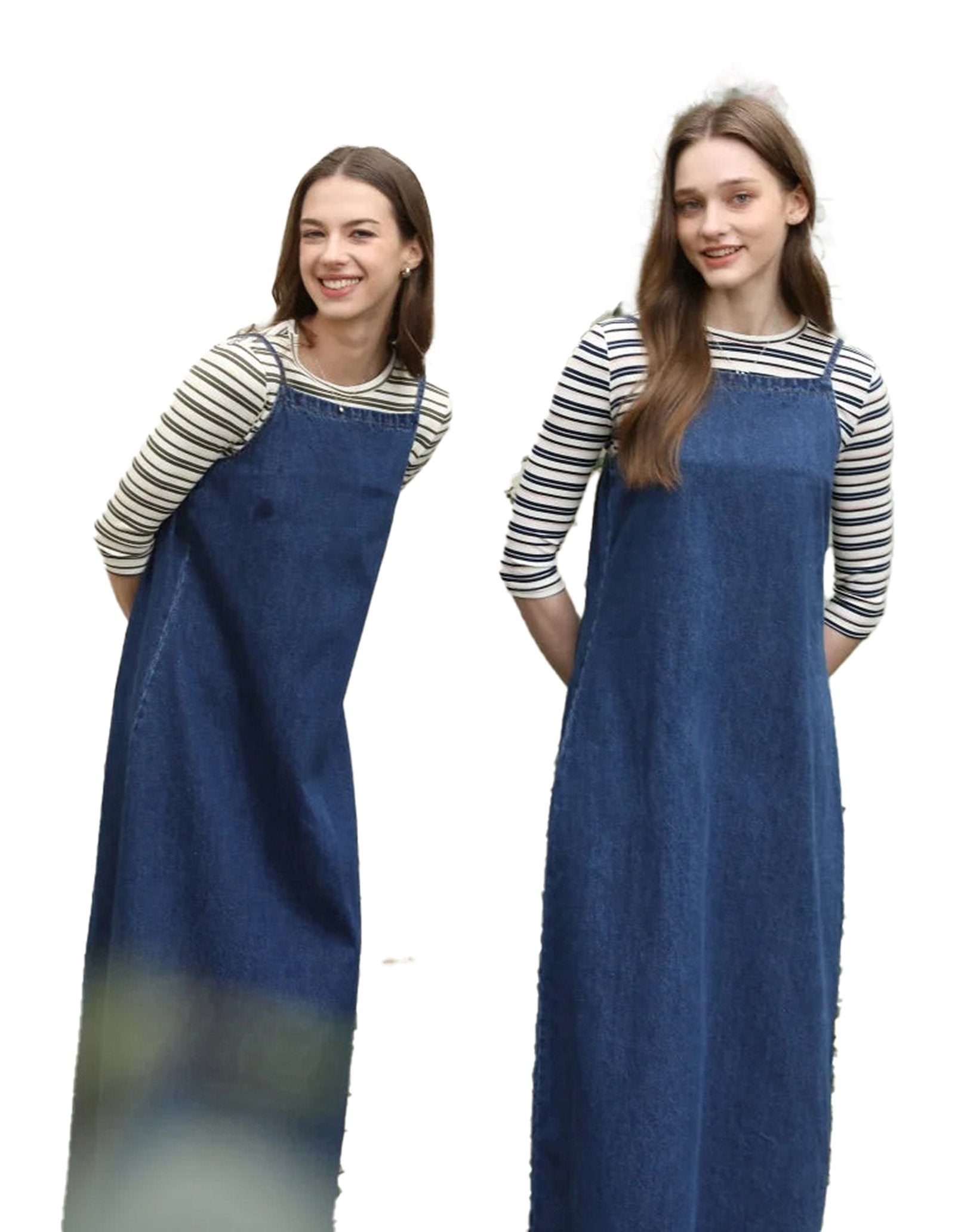 Denim jumper dress for women featuring a relaxed fit and stylish design, perfect for casual outings.