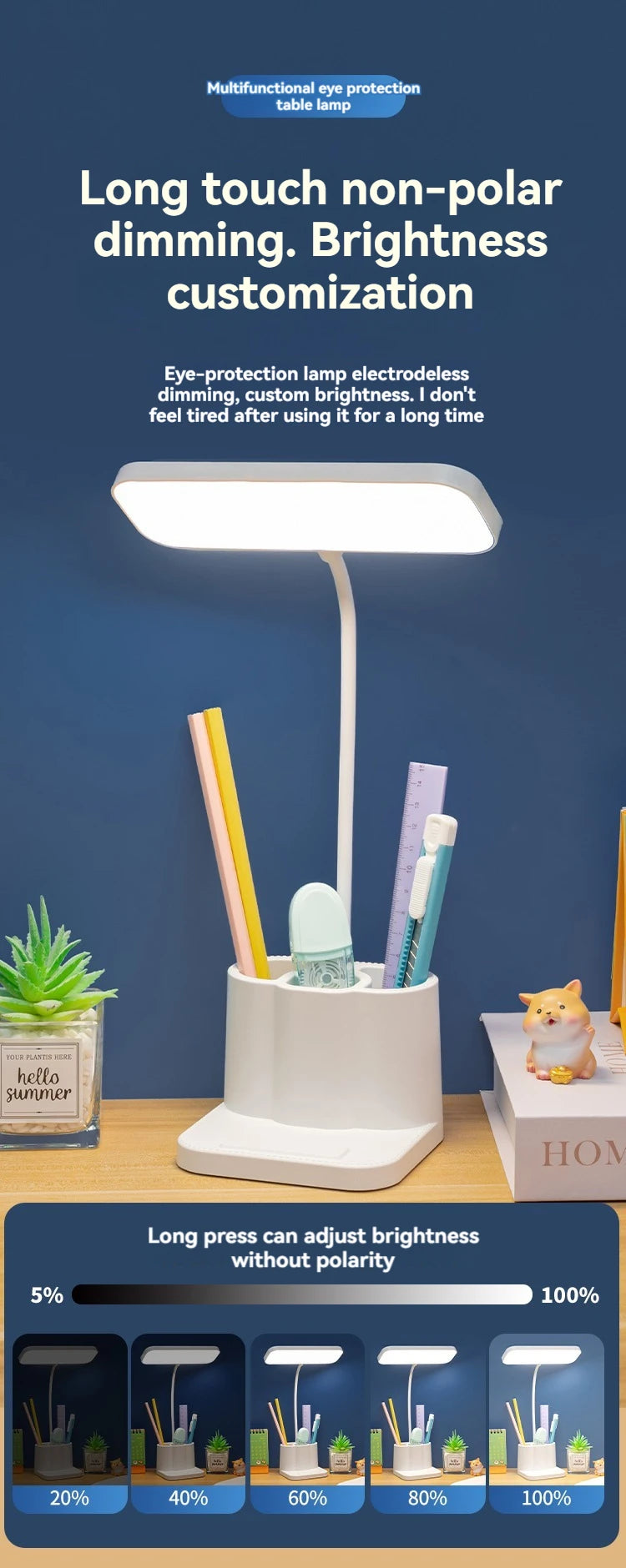 Desk and Lamp with Pen Holder Design