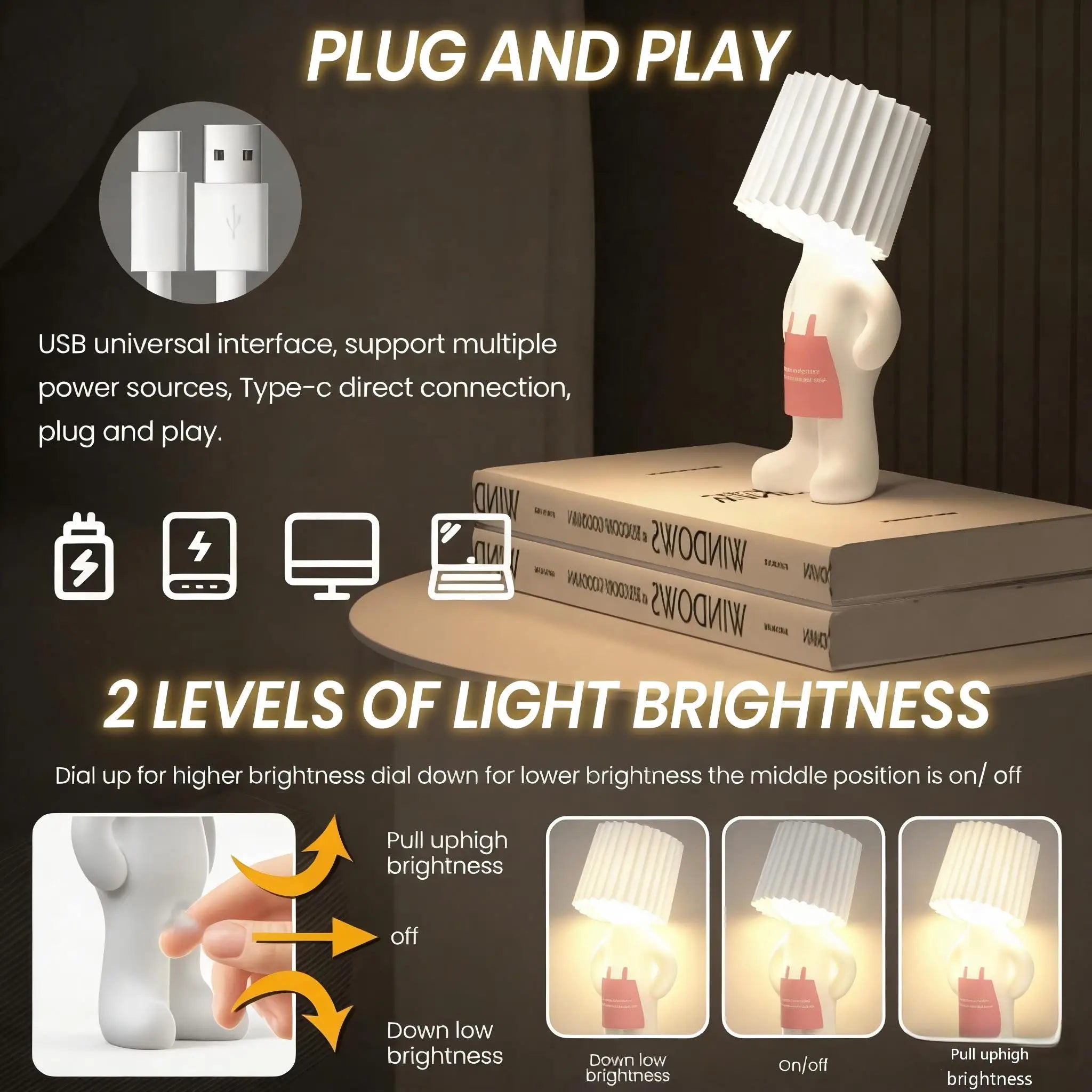 Desk and Lamp - Compact Warm Light Design