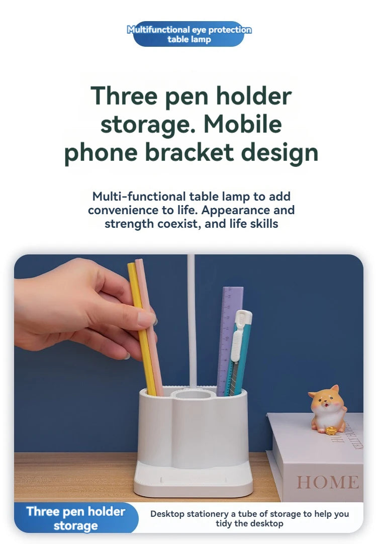 Desk and Lamp with Pen Holder Design