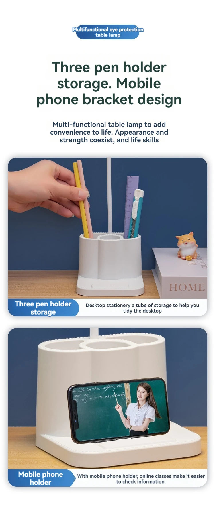 Desk and Lamp with Pen Holder Design