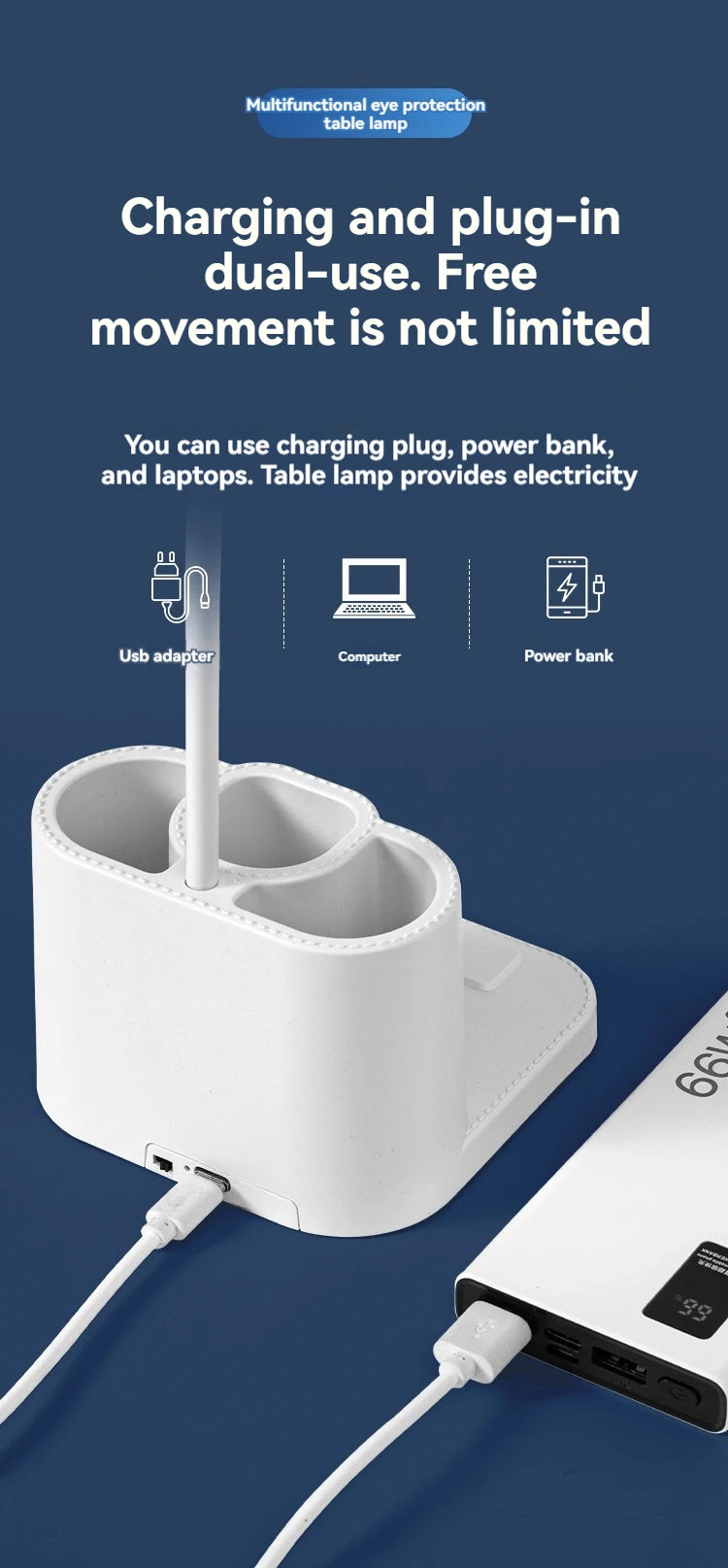 Desk and Lamp with Pen Holder Design