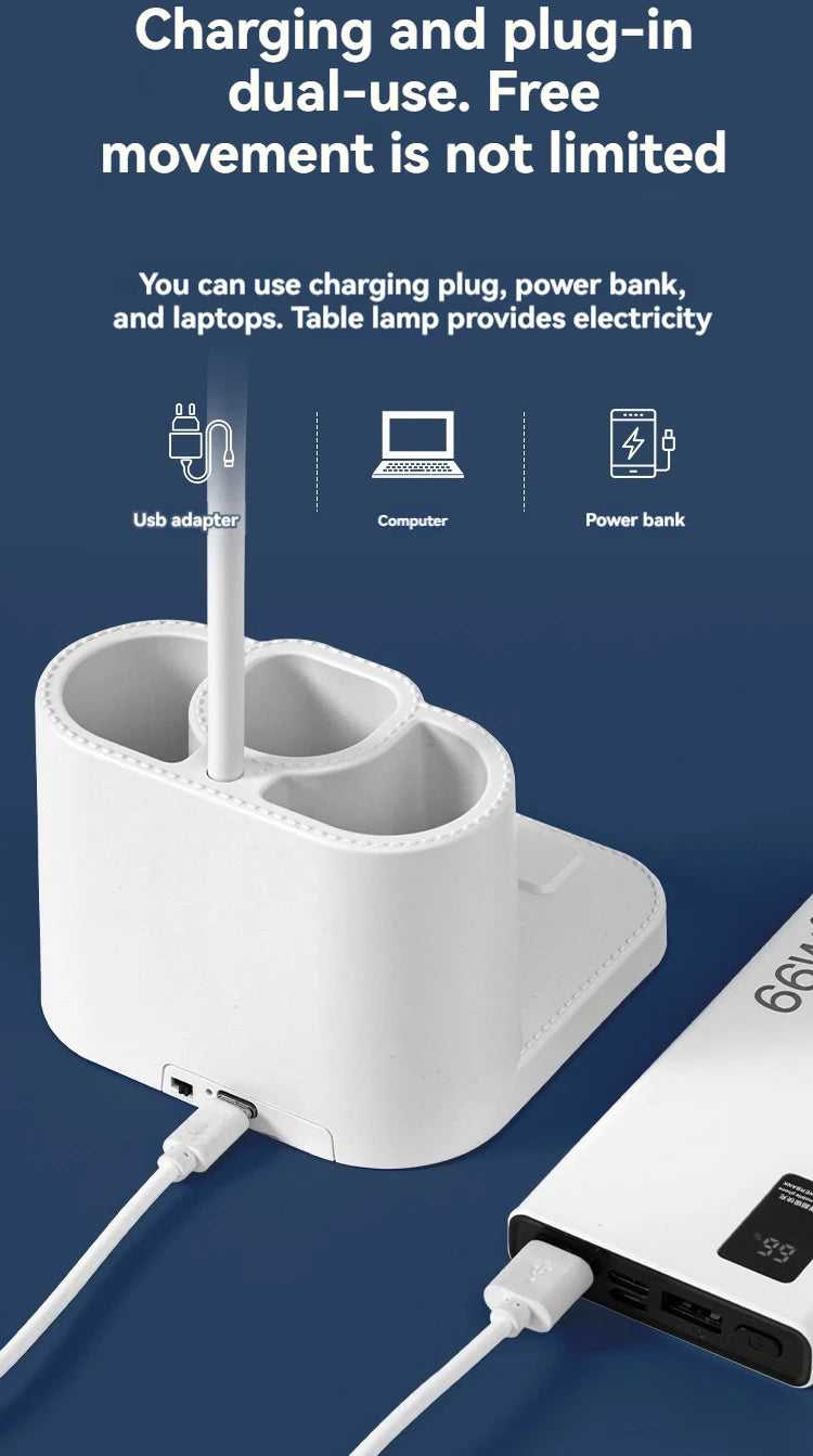 Desk and Lamp with Pen Holder Design