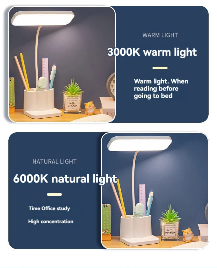 Desk and Lamp with Pen Holder Design