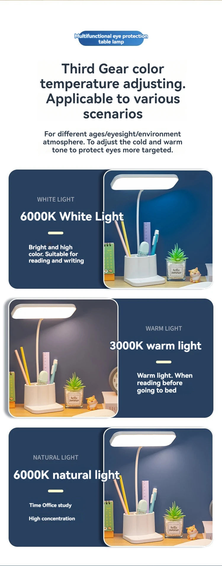 Desk and Lamp with Pen Holder Design