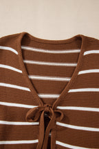 Chestnut Striped Tie Front Cardigan