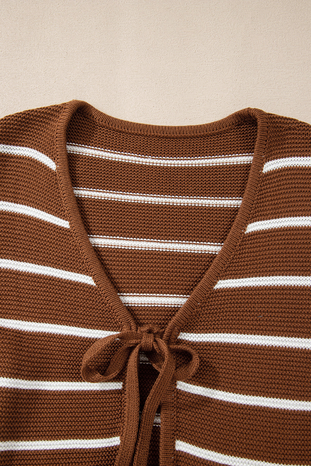 Chestnut Striped Tie Front Cardigan