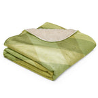 LuckeLadybug sherpa blanket with green diamond pattern bedding and soft plush lining