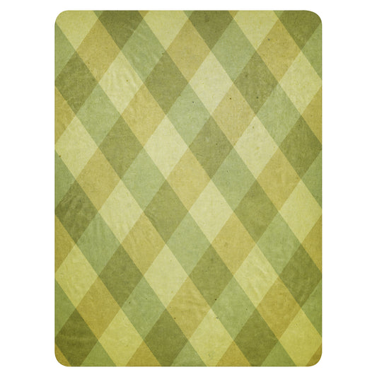 LuckeLadybug Sherpa blanket with green and yellow diamond pattern bedding design