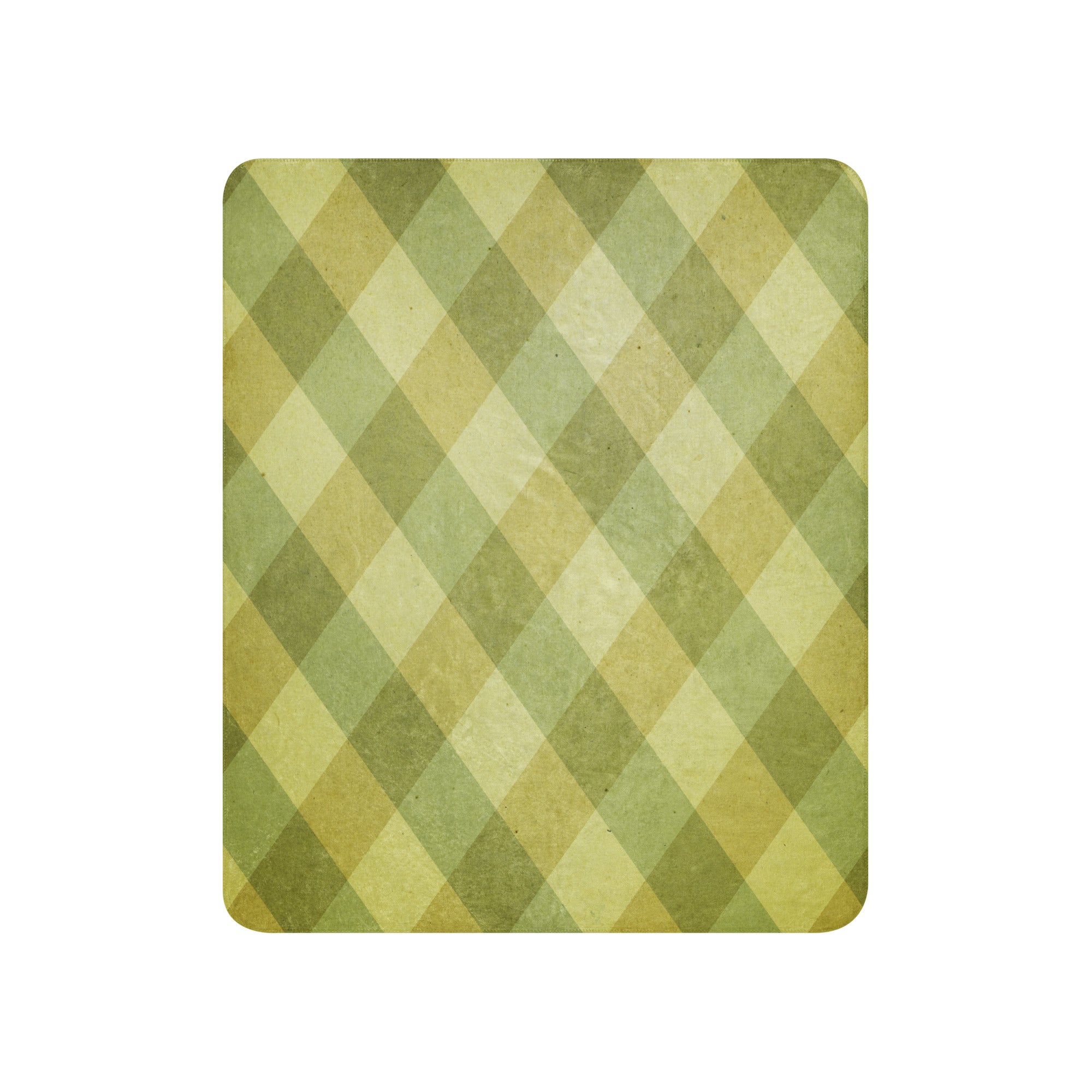 LuckeLadybug sherpa blanket with green and beige diamond pattern bedding design