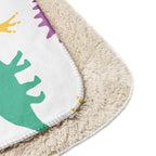 LuckeLadybug dinosaur sherpa blanket with colorful dinosaur print and soft beige sherpa lining