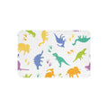LuckeLadybug dinosaur sherpa blanket with colorful dinosaur patterns on white background
