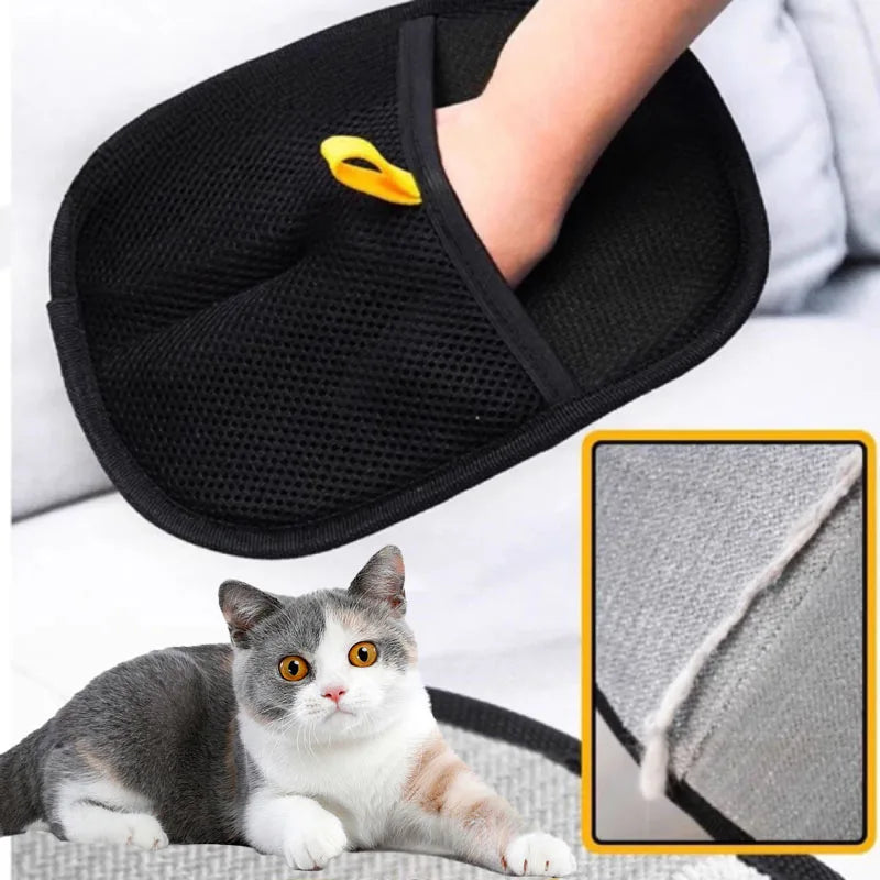 LuckeLadybug grooming gloves for pets with finger pocket, ideal for dog pet grooming near me