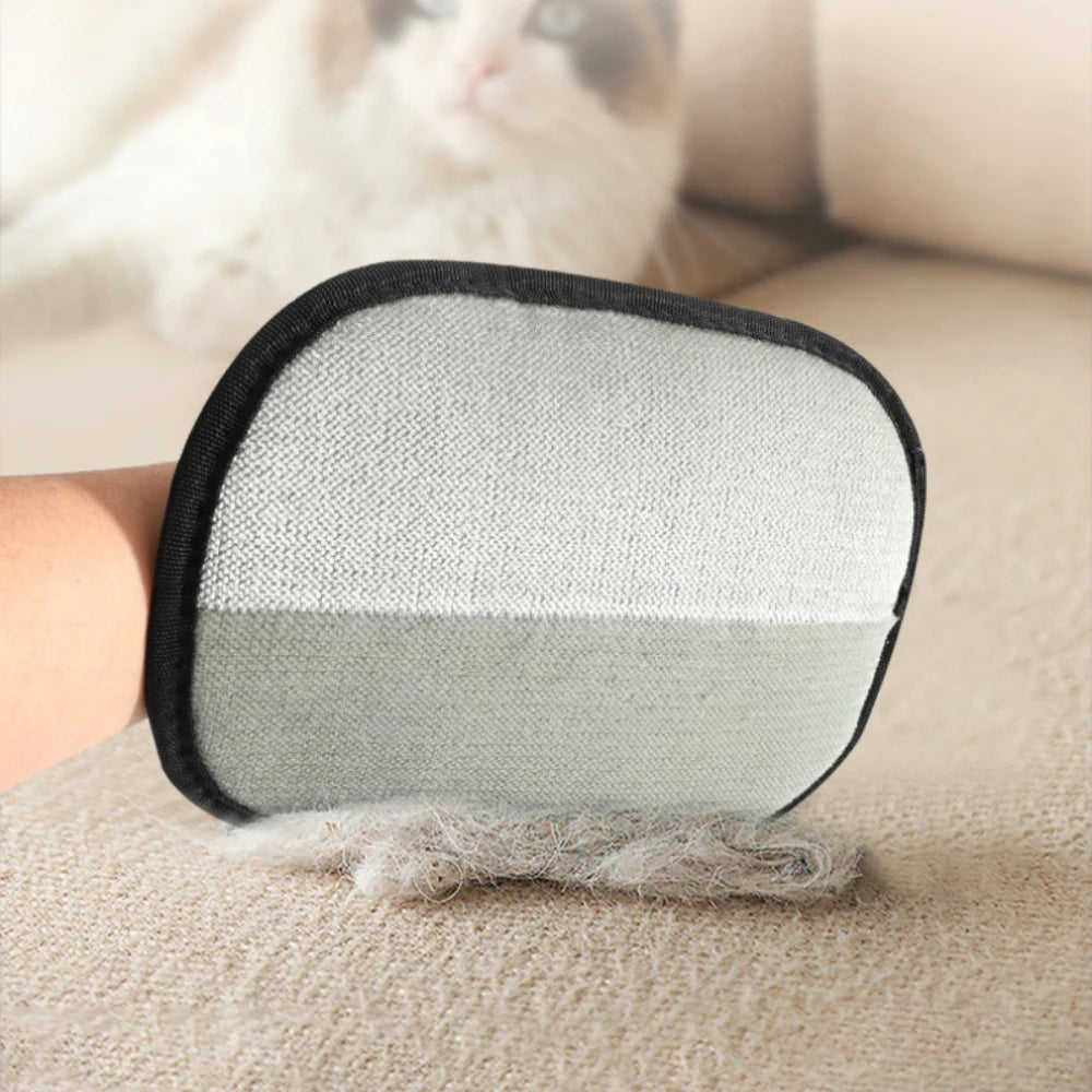 LuckeLadybug grooming gloves for pets, ideal for dog pet grooming near me to collect loose fur easily.