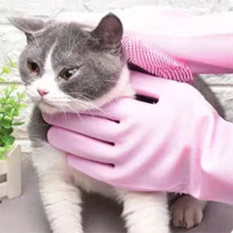 LuckeLadybug pet grooming gloves for effective brushing, ideal for dog pet grooming near me