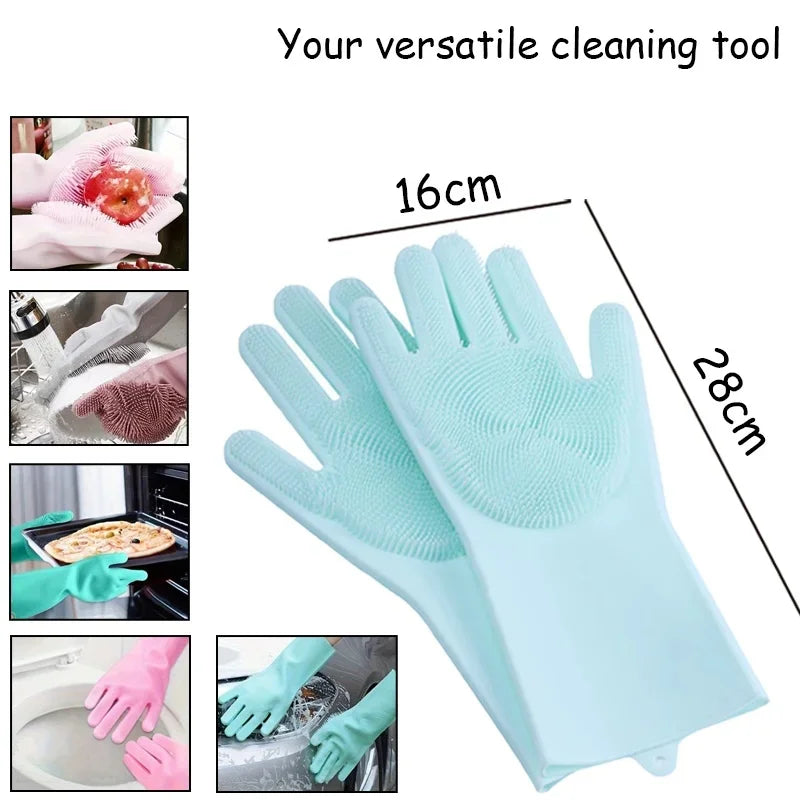 Multi-purpose silicone gloves for cleaning and pet grooming, ideal for dog pet grooming near me