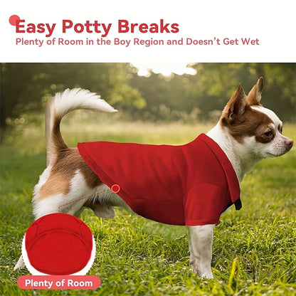 Red dog polo shirts for small dogs with easy potty breaks and comfortable fit