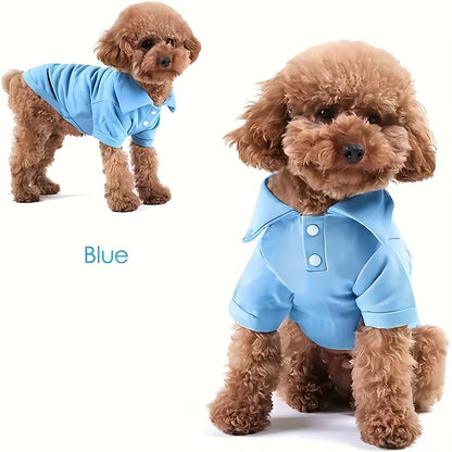 Cute blue dog polo shirts for small dogs designed for comfort and style