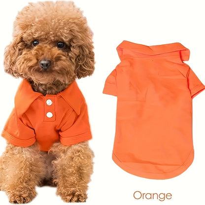 Orange dog polo shirts for small dogs designed for comfort and style with a classic collar