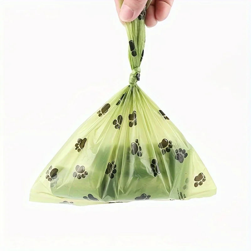 Eco-friendly LuckeLadybug poop bags for dog with paw print design, perfect for pet waste disposal