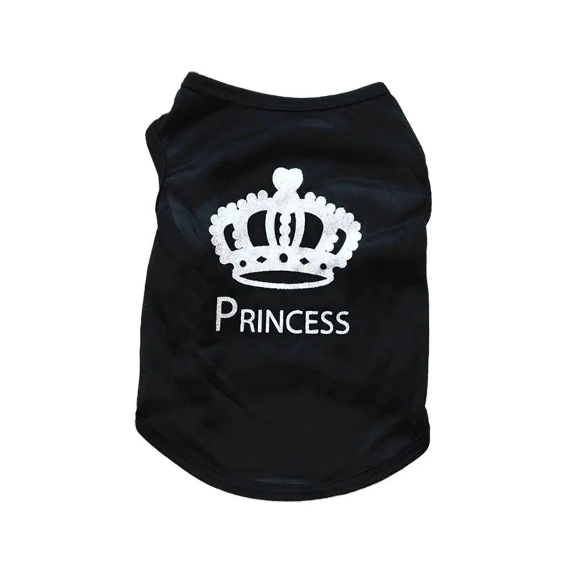 LuckeLadybug Black Dog Thunderstorm Vest with White Crown and Princess Embroidery