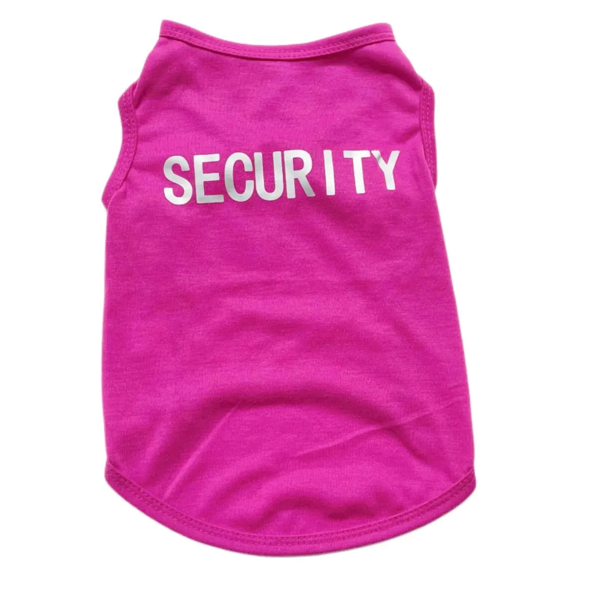 Pink shirt with 'SECURITY' print, perfect as a dog thunderstorm vest for anxious pets