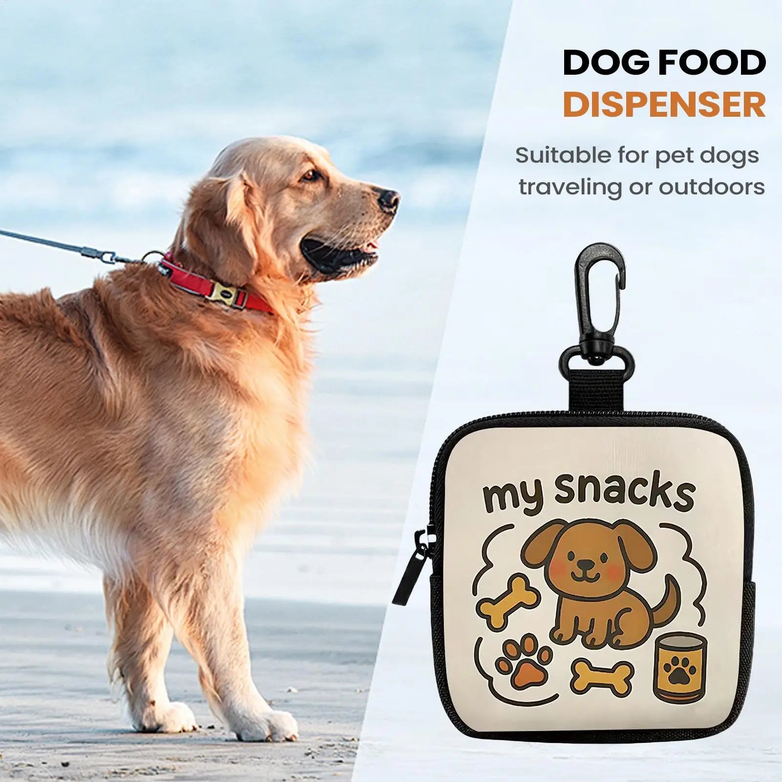 LuckeLadybug LLC dog treat pouch for pets with cute dog design, ideal for outdoor use