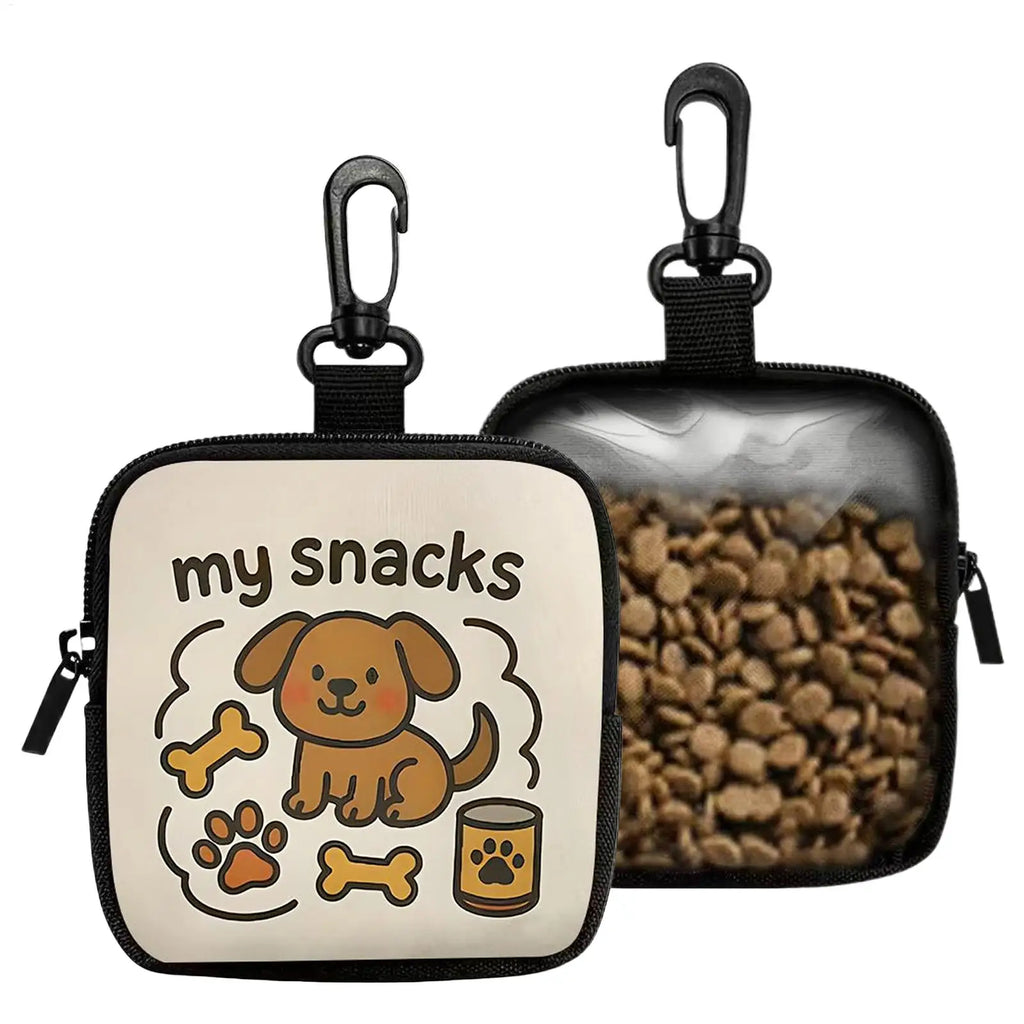 LuckeLadybug LLC dog treat pouch with playful dog design and zippered compartment for snacks