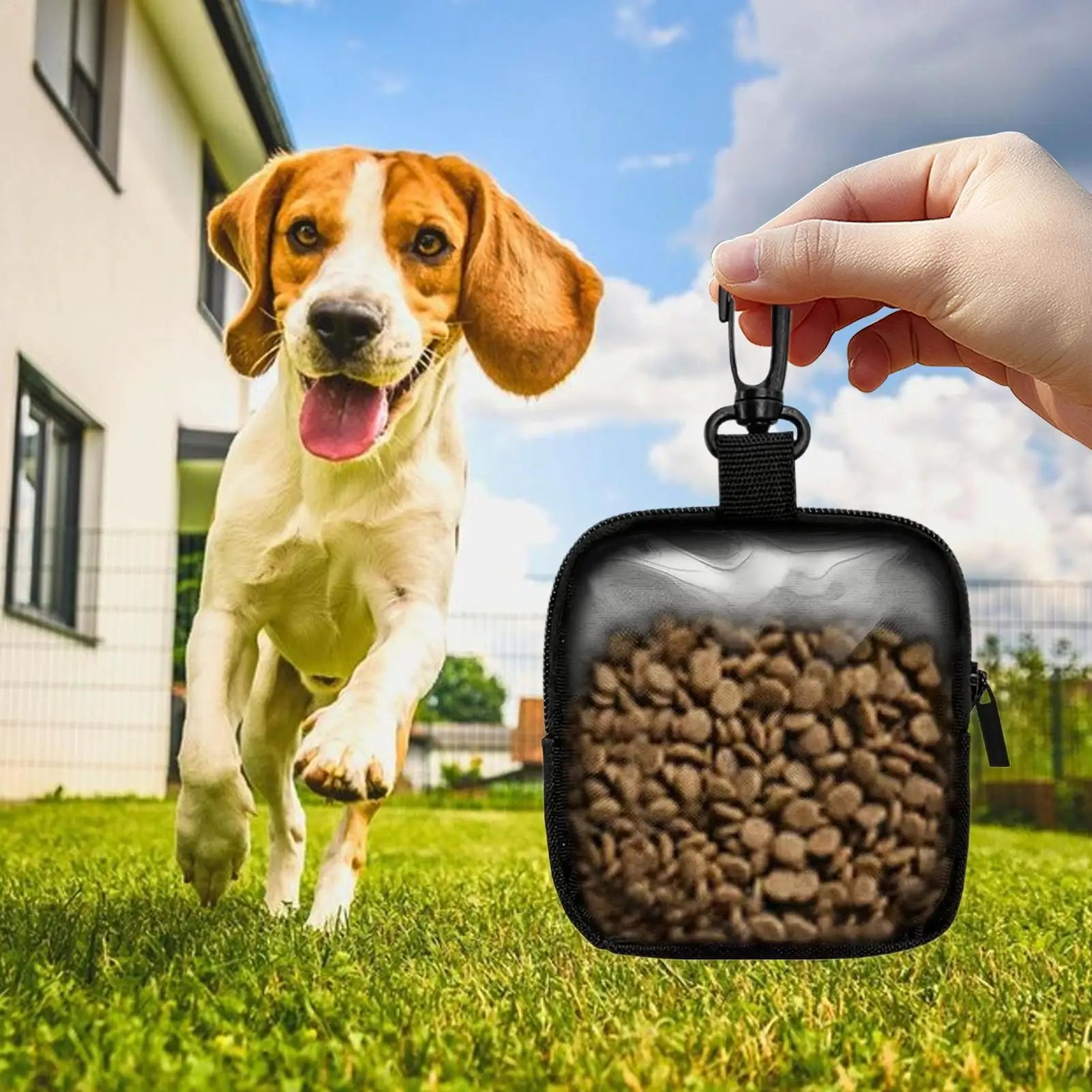 LuckeLadybug LLC dog treat pouch for easy access while training or walking your dog in a park