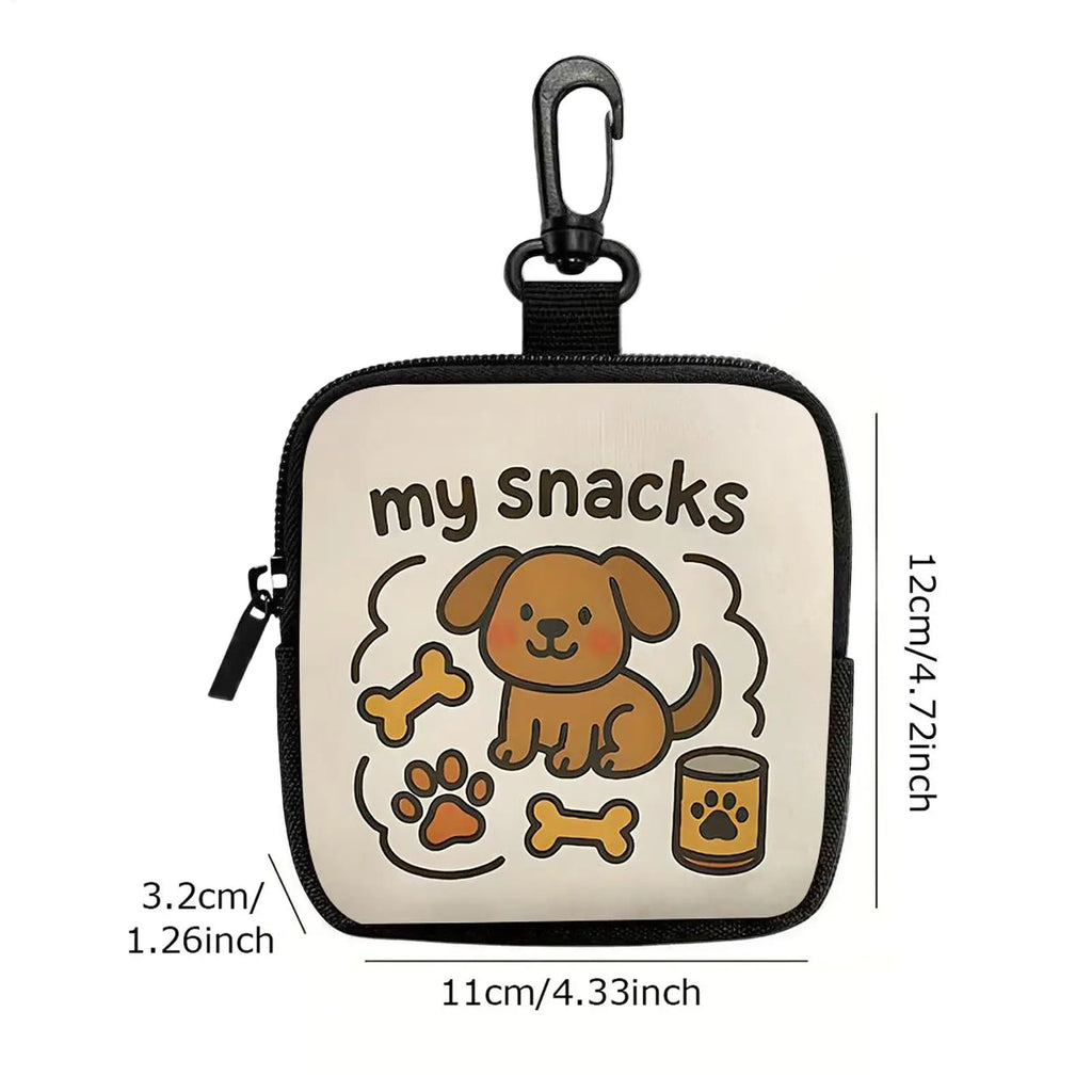 LuckeLadybug dog treat pouch featuring a cute dog design with snack bones for pet owners
